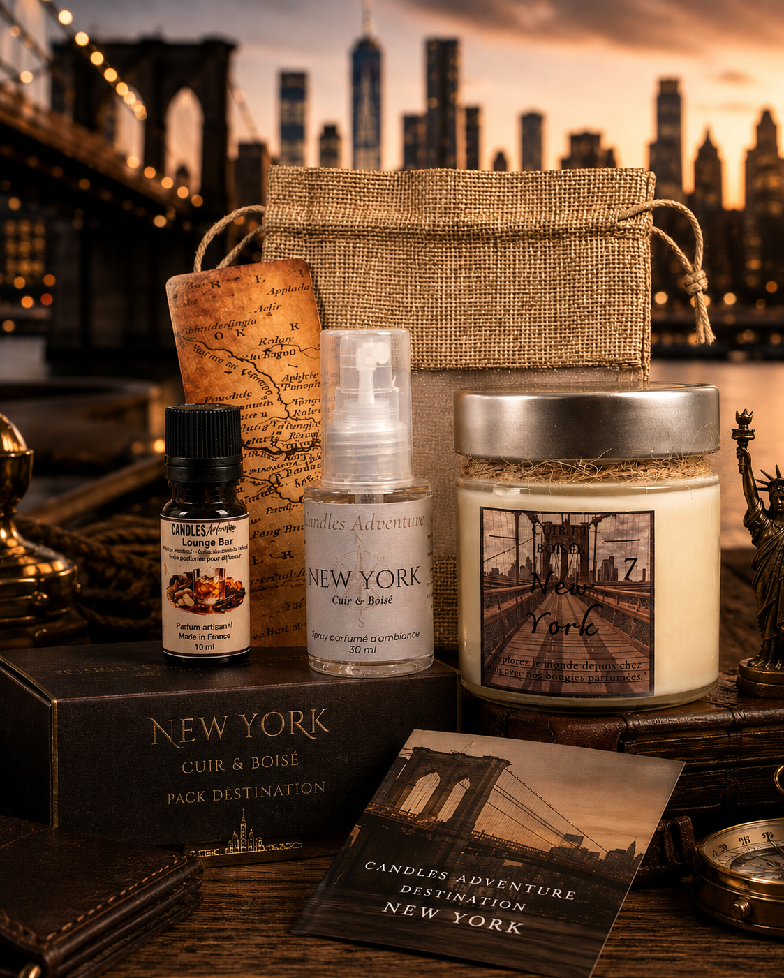 Coffret Cadeau New York – Cuir & Bois | Pack Destination